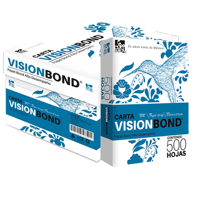 Paq Papel VisionBond Carta 75 g 97% Blancura Paquete c/500 Hojas